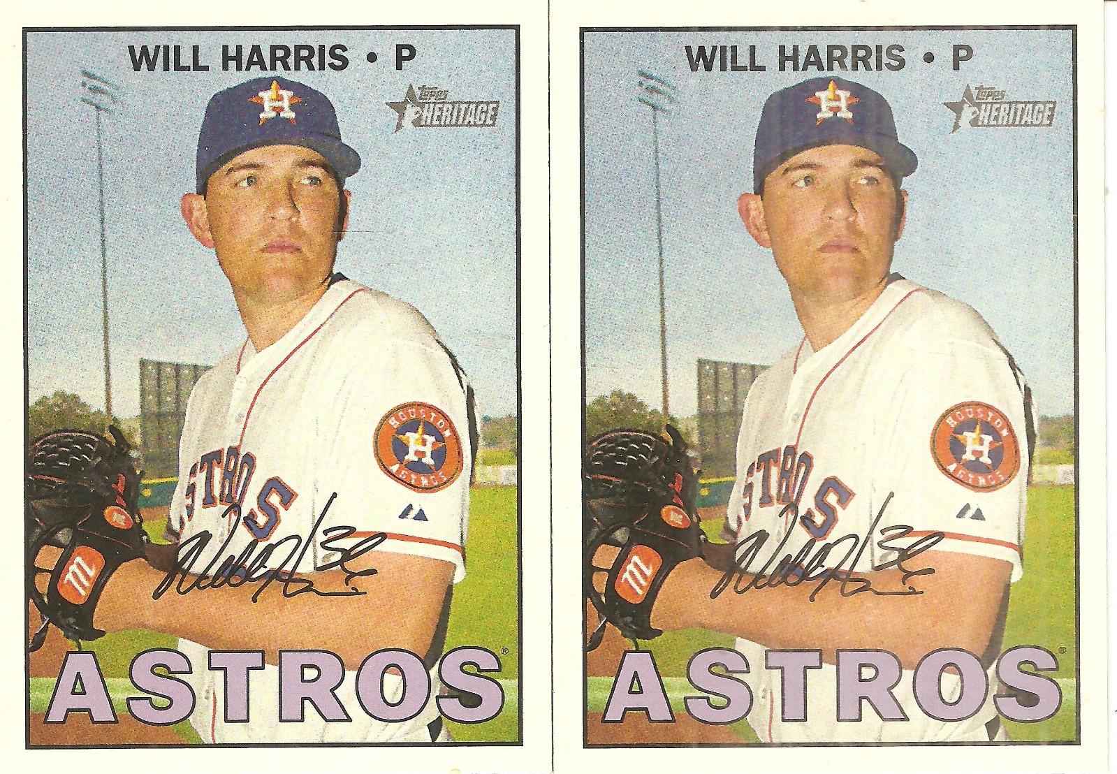 2 CARD 2016 TOPPS HERITAGE WILL HARRIS BASEBALL CARD LOT