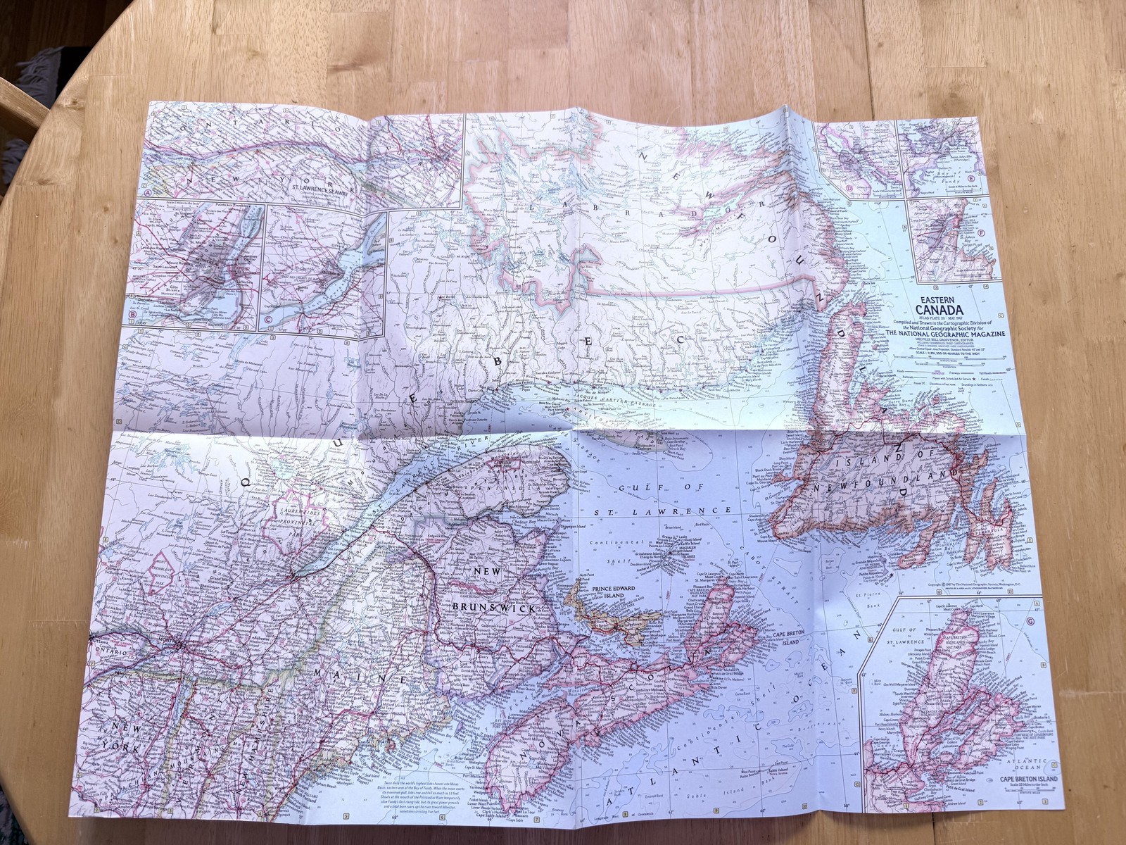 Vintage 1967 National Geographic Eastern Canada Map Newfoundland Nova Scotia