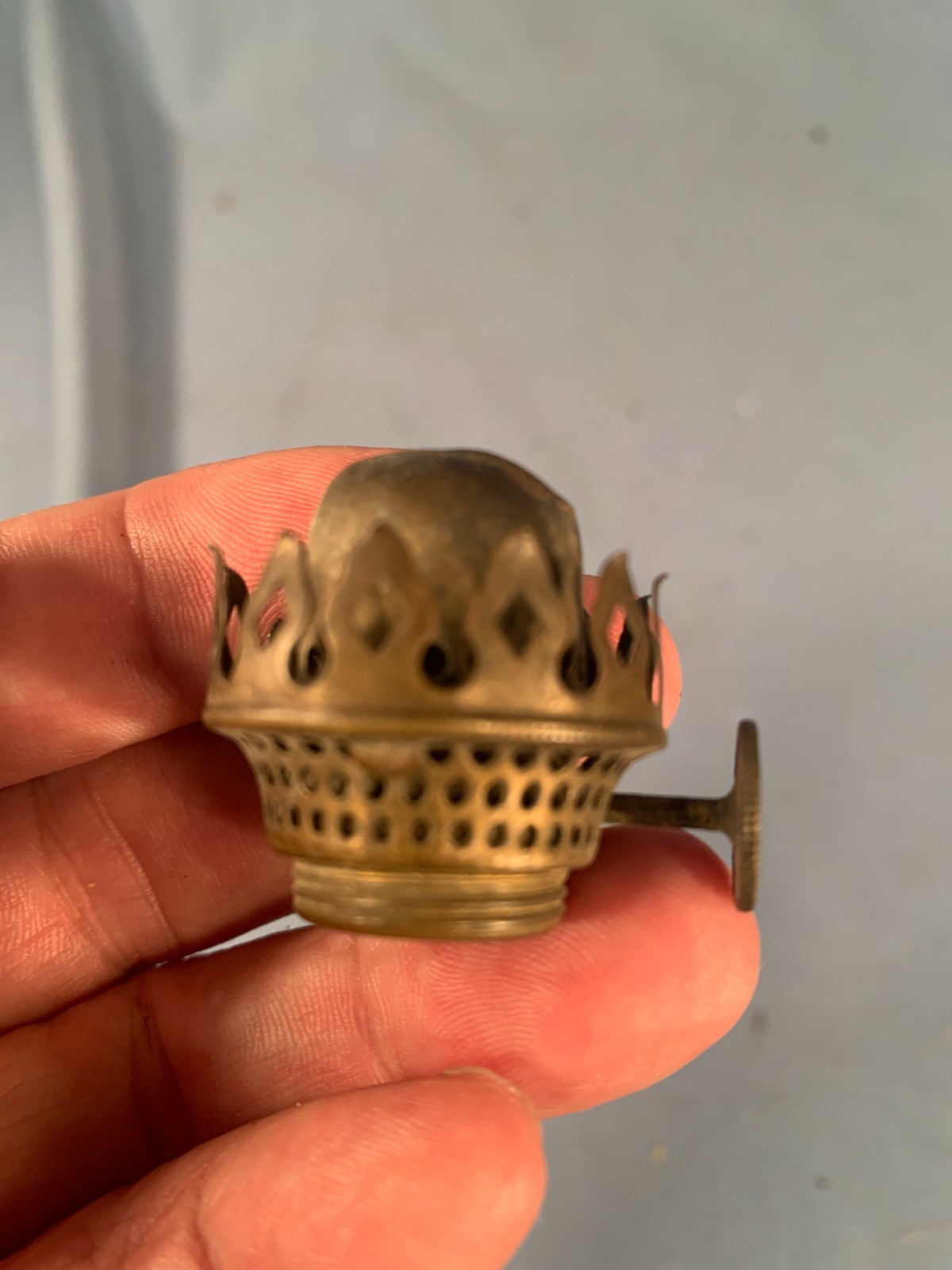 Victorian Brass plated ACORN style Miniature Burner c1900s (as found)