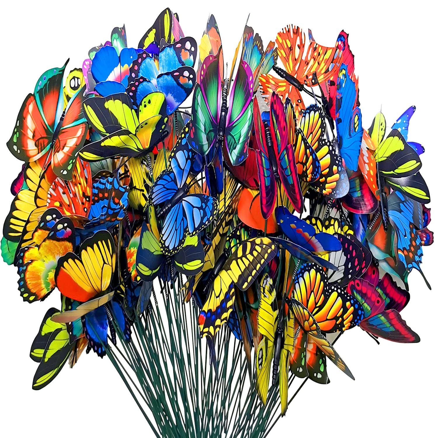 100pcs Butterfly Stakes Outdoor Yard Planter Flower Pot Bed Garden Decor Butt...