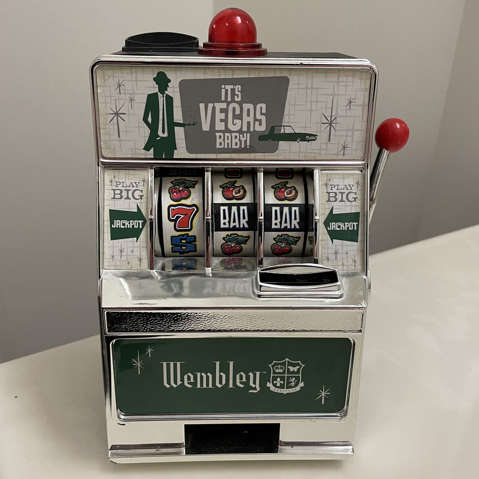 Wembley "It's Vegas Baby" Slot Machine Coin Bank Novelty Jackpot
