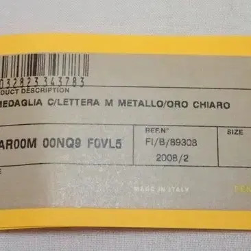 FENDI 'M' Logo Gold Pendant Keyring Full Set