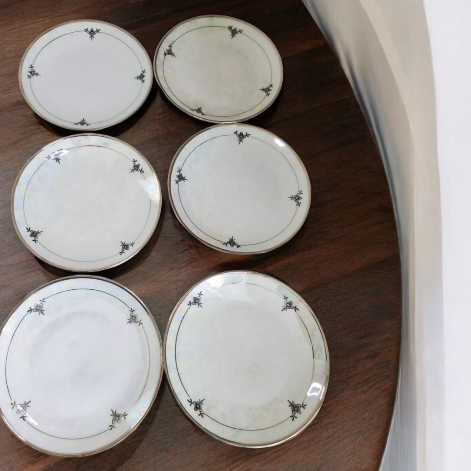 Thomas 7.5" Iridescent Plates Bavatia Plates Art Deco Handpainted Set Of 6