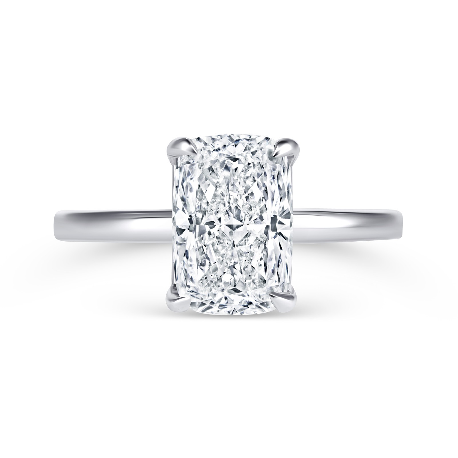 2CT Elongated Cushion Lab Grown Diamond Solitaire Engagement Ring IGI 14K White