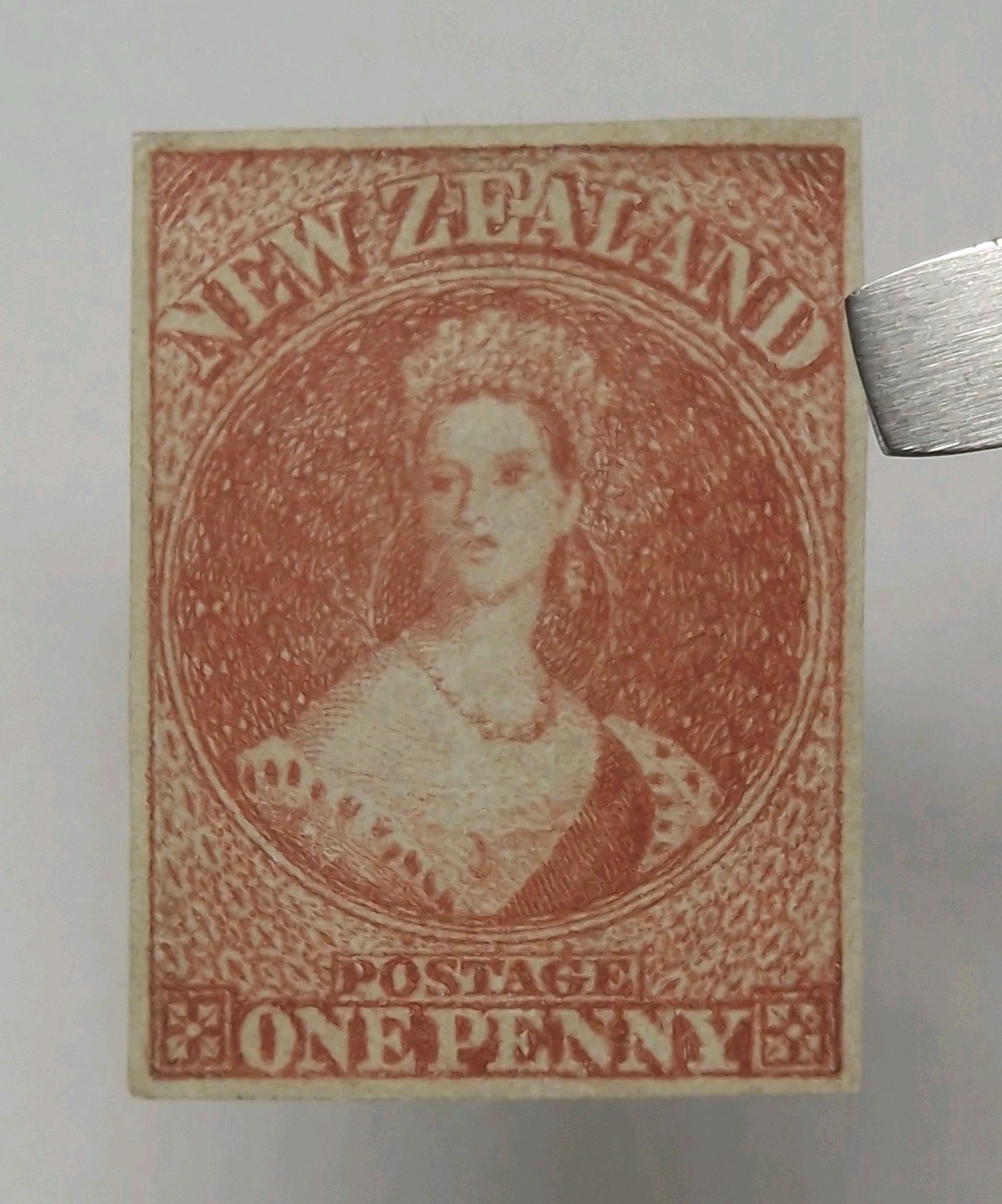 NEW ZEALAND QV 1857 1d Dull Orange (SG8) - No Gum, 4 x Margin Mint - £4250