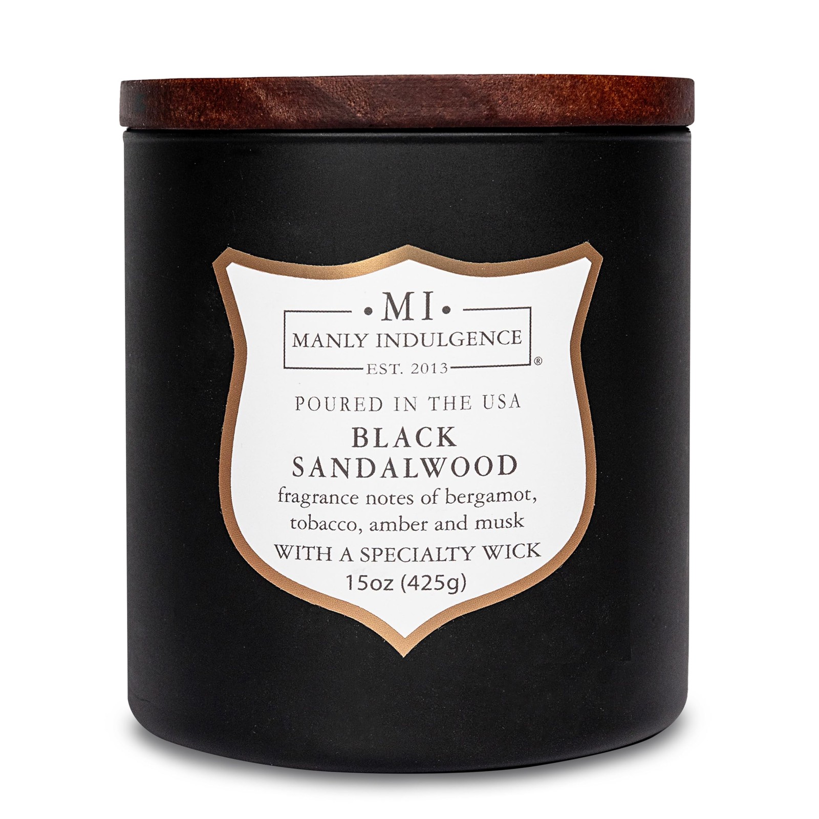 Manly Indulgence Black Sandalwood Scented Candle for 15 oz, 
