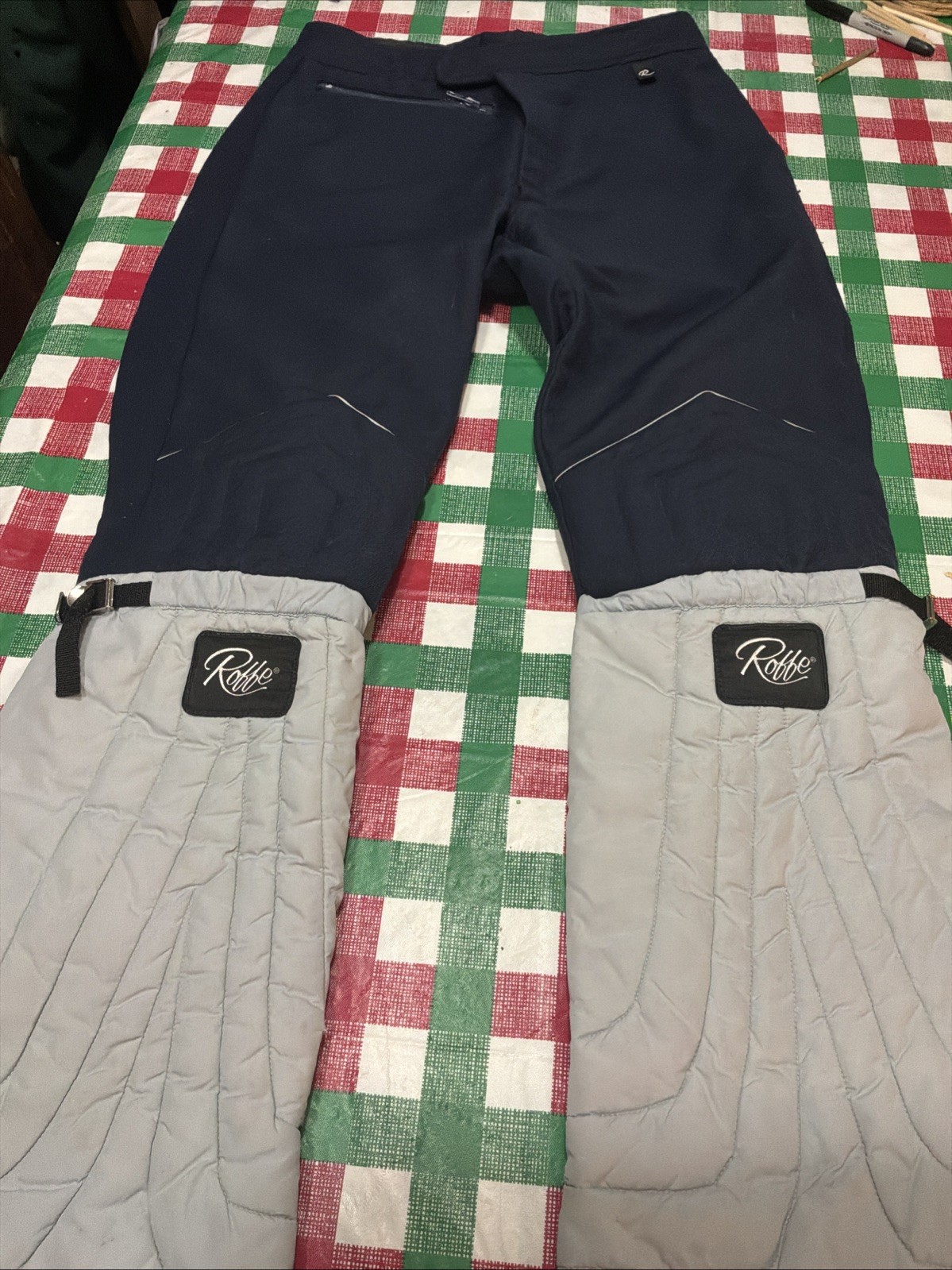 VTG Roffe Skiwear Snow Pants Black Mens sz 30x40 Wool Olympics style Union Made