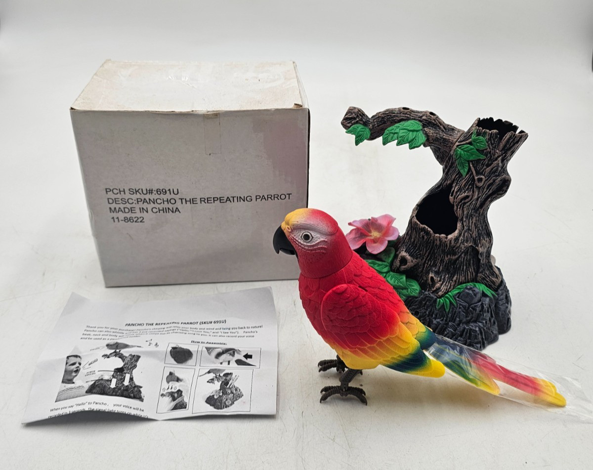 Pancho The Repeating Parrot #691U Repeats whatever you say. Battery Operated NEW