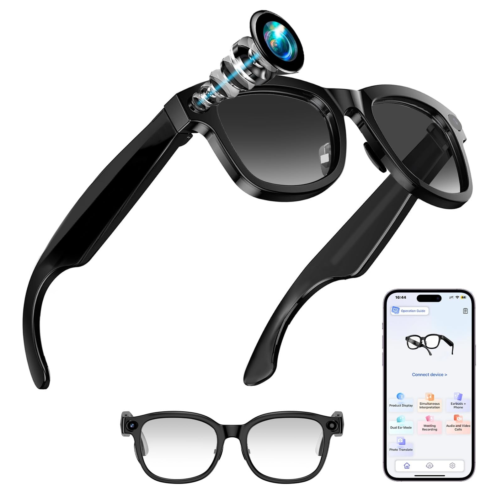 Smart AI Glasses with Built-in Camera, Hands-Free Voice Commands, ChatGPT Tra...