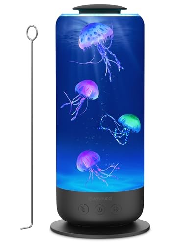 Jellyfish Lamp - 7 Color Changing LED Tank Aquarium Light, Mood Lamp for Black