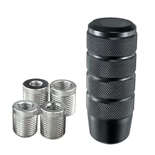 Shift Knob, 3.78" Aluminum Weighted Car Gear Black 3.78"-(4 Adapters) Black