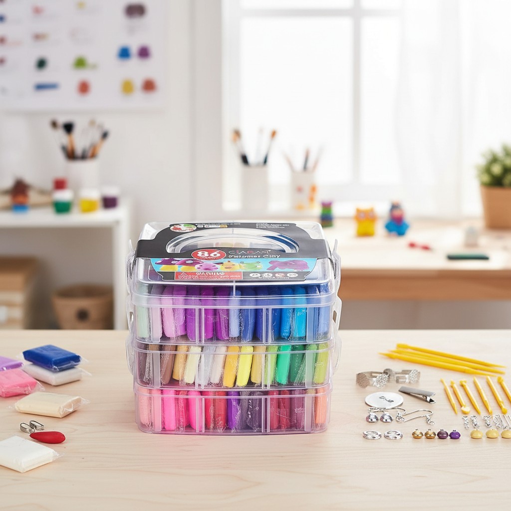 Complete Oven Bake Modeling Clay Set – 86 Colors, 4.4 lbs with Tools and Storage