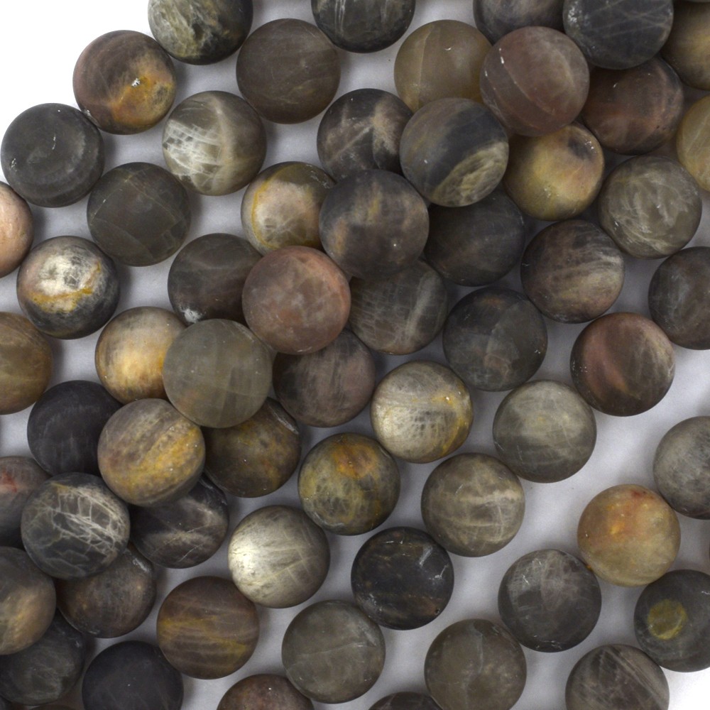 Natural Matte Black Gray Sunstone Round Beads 15" Strand 4mm 6mm 8mm 10mm 12mm