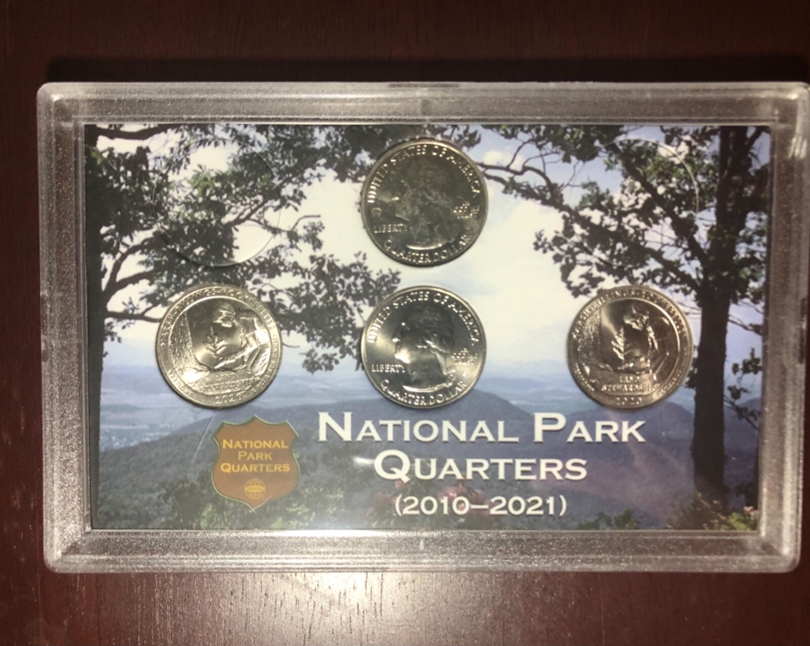 2020-W Privy75,P,D,S Marsh Billings Rockefeller UNC Quarters; FOUR Coins Encased