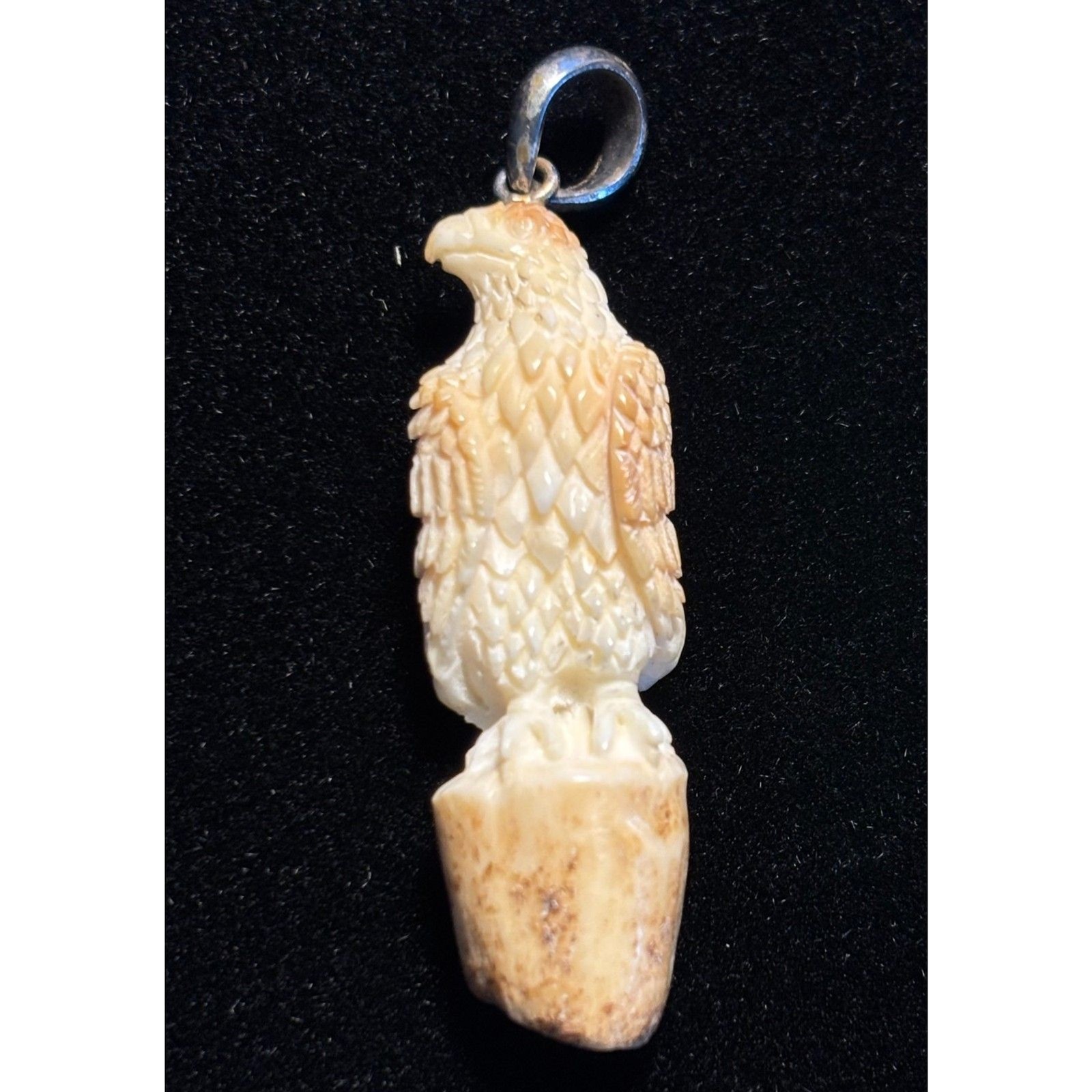 Hand Carved Bone Eagle Pendant Southwest Style Wildlife Charm Native West Art 