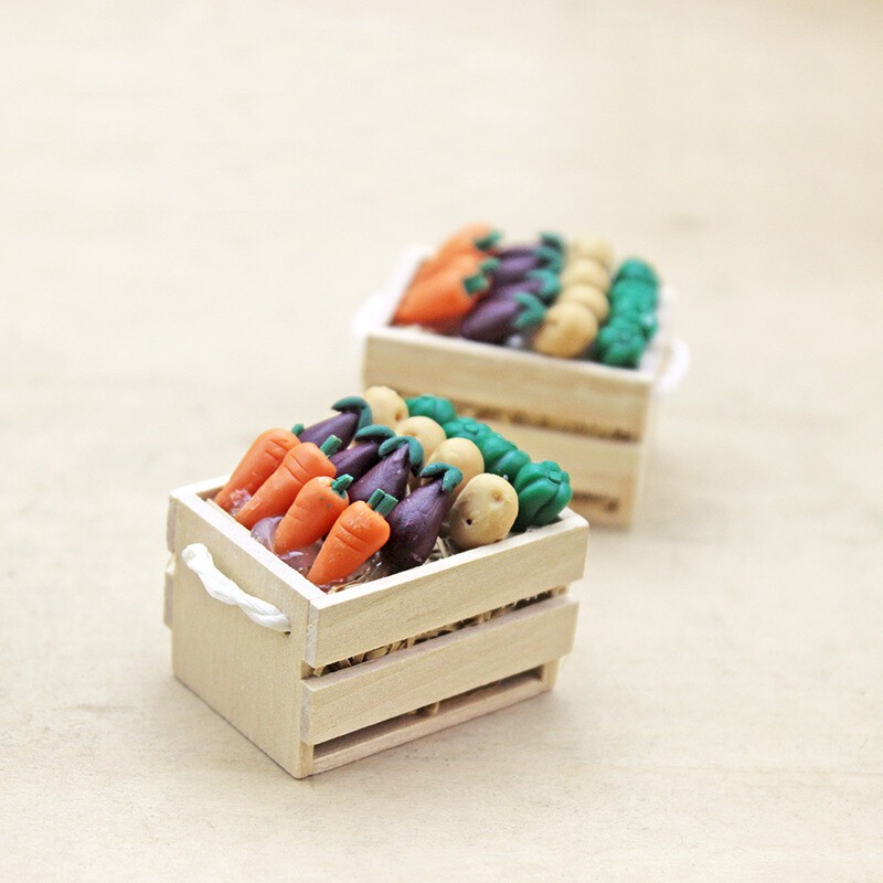 Dollhouse Miniature 1:12 Scale Vegetable Basket Supermarket Food Box Accessories