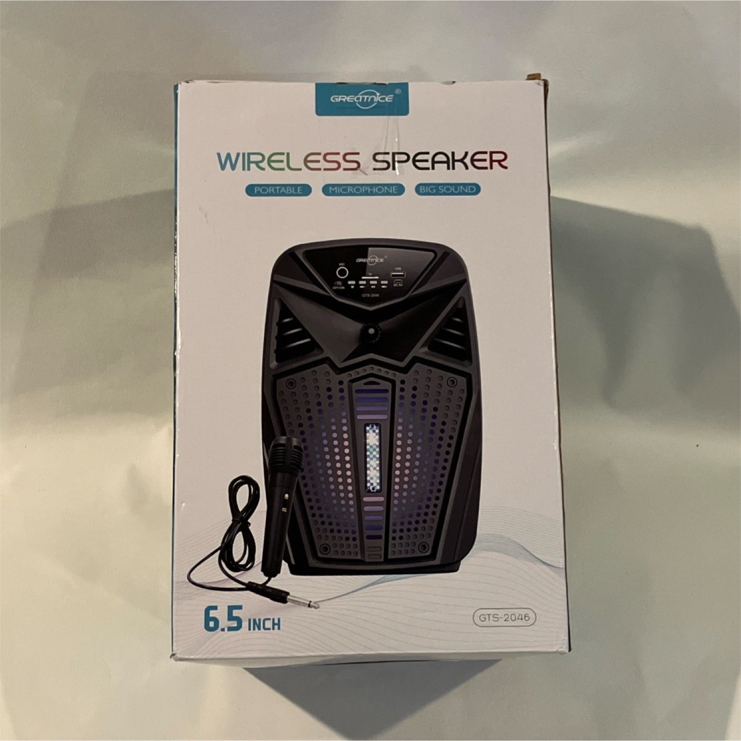 GreatNice Wireless Speaker 6.5 Inch Portable Bluetooth USB Mic Rechargeable