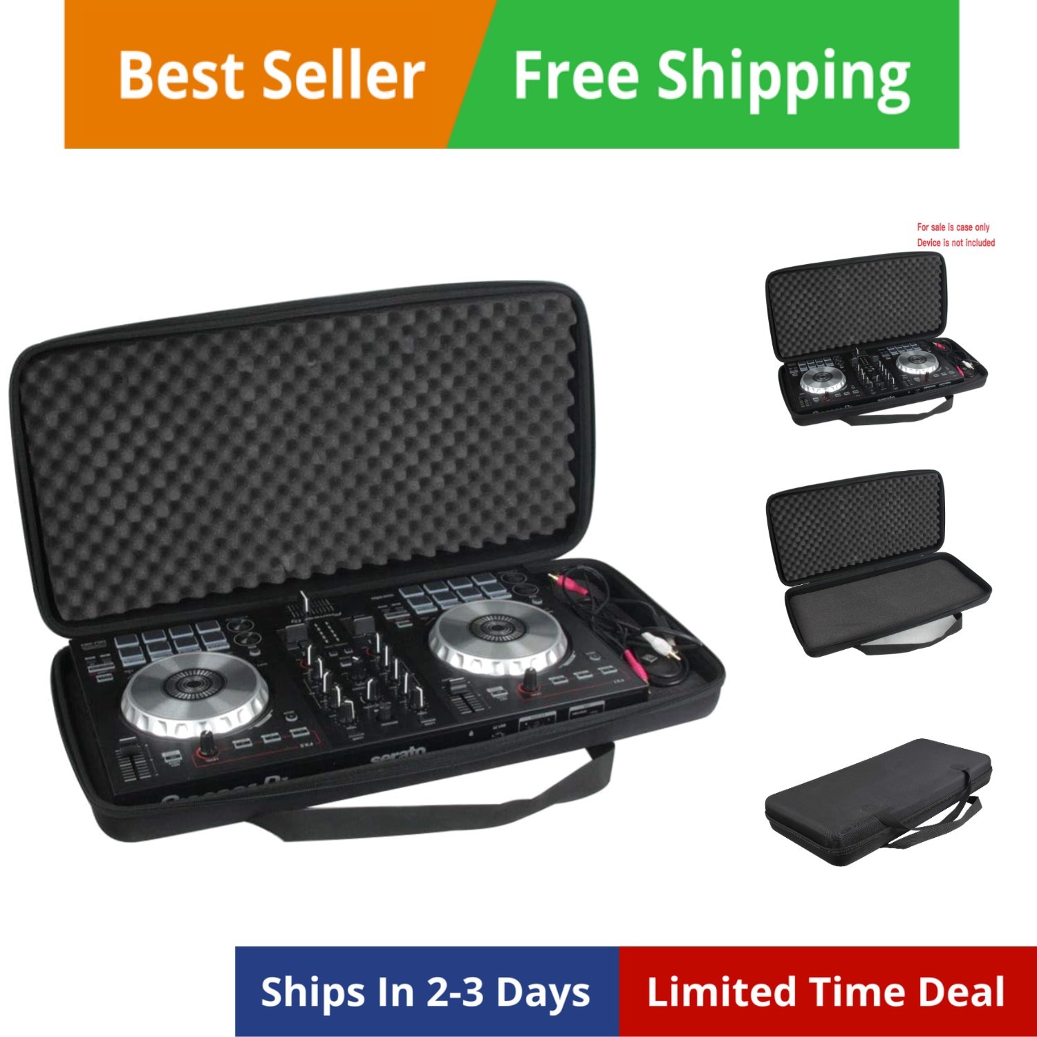 Travel case for Pioneer DJ DDJ- 2-deck rekordbox and Serato DJ Controller