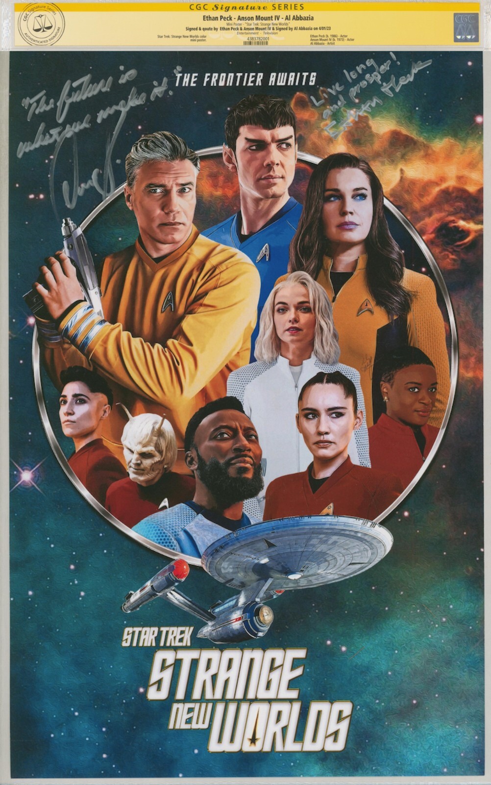 CGC SS Star Trek Strange New Worlds SIGNED & Quote by Anson Mount & Ethan Peck +