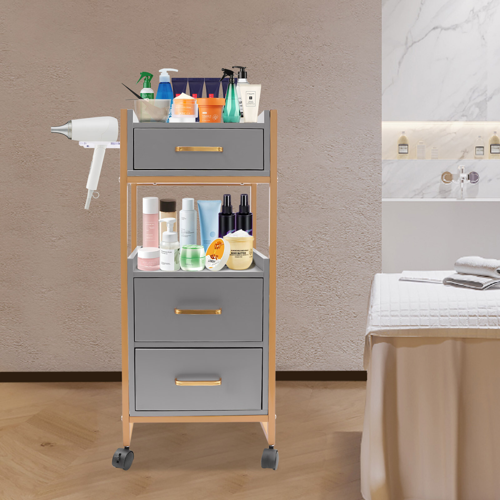 Salon Cart Barber Trolley Cabinet Salon Storage Trolley Barber Shop Tool Cart