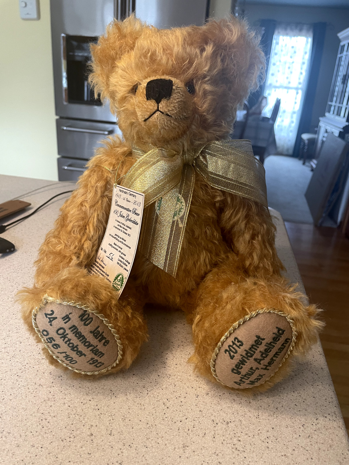 Hermann 100 Years Commemorative 1913 - 2013 Teddy Bear Ltd/Num 56/100 w/Growler