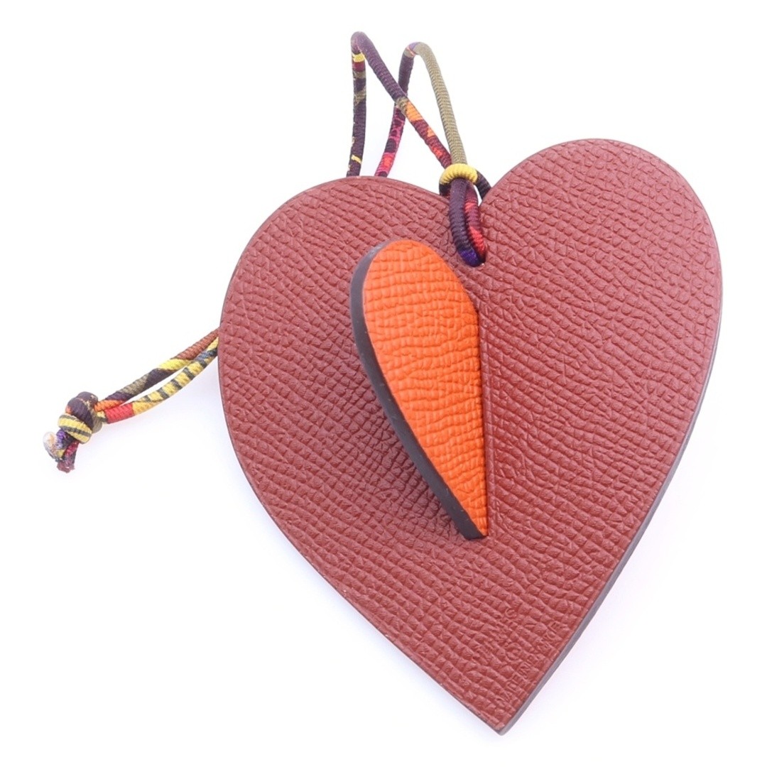 Hermes Petitash Heart Bag Charm Orange X Red Leather Used e19d2808d765e059807f5d