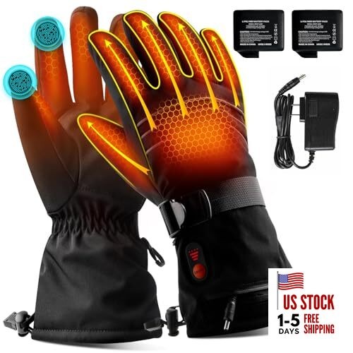 Heated Gloves for Men Women Rechargeable,7.4V 3200mAh Battery Heated Large