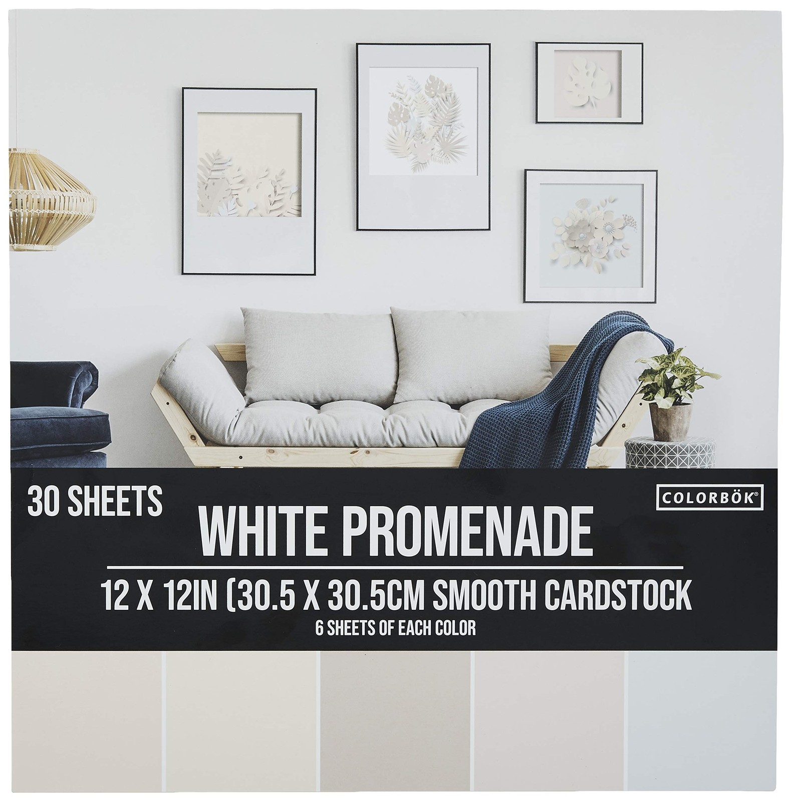 12x12in Smooth Cardstock White Promenade, Multi-Colored