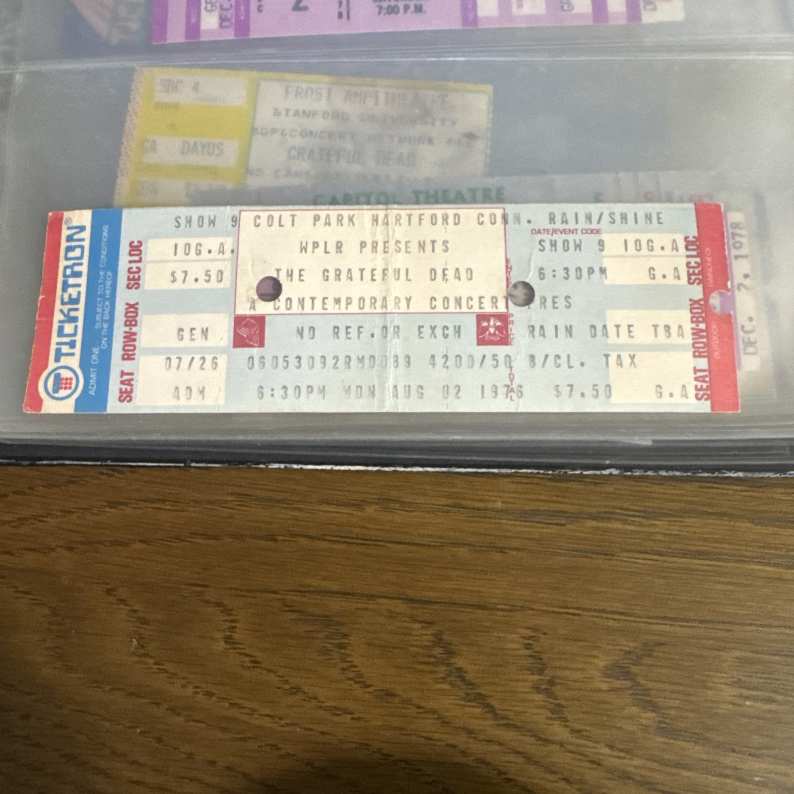 Vintage Grateful Dead FULL UNCUT Unused Ticket-Colt Park-Hartford Ct, 1976-Rare
