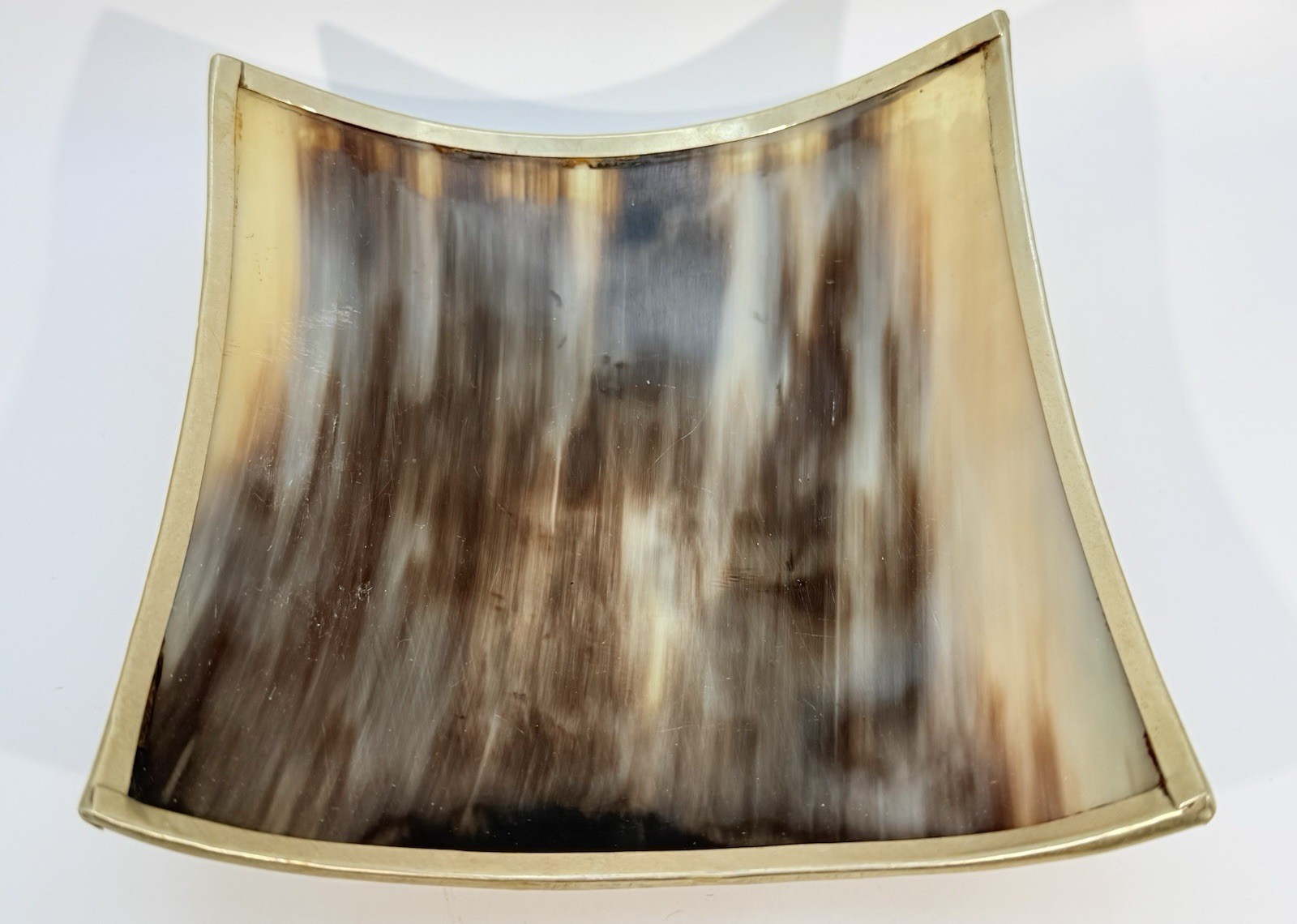 Horn and brass decorative tray