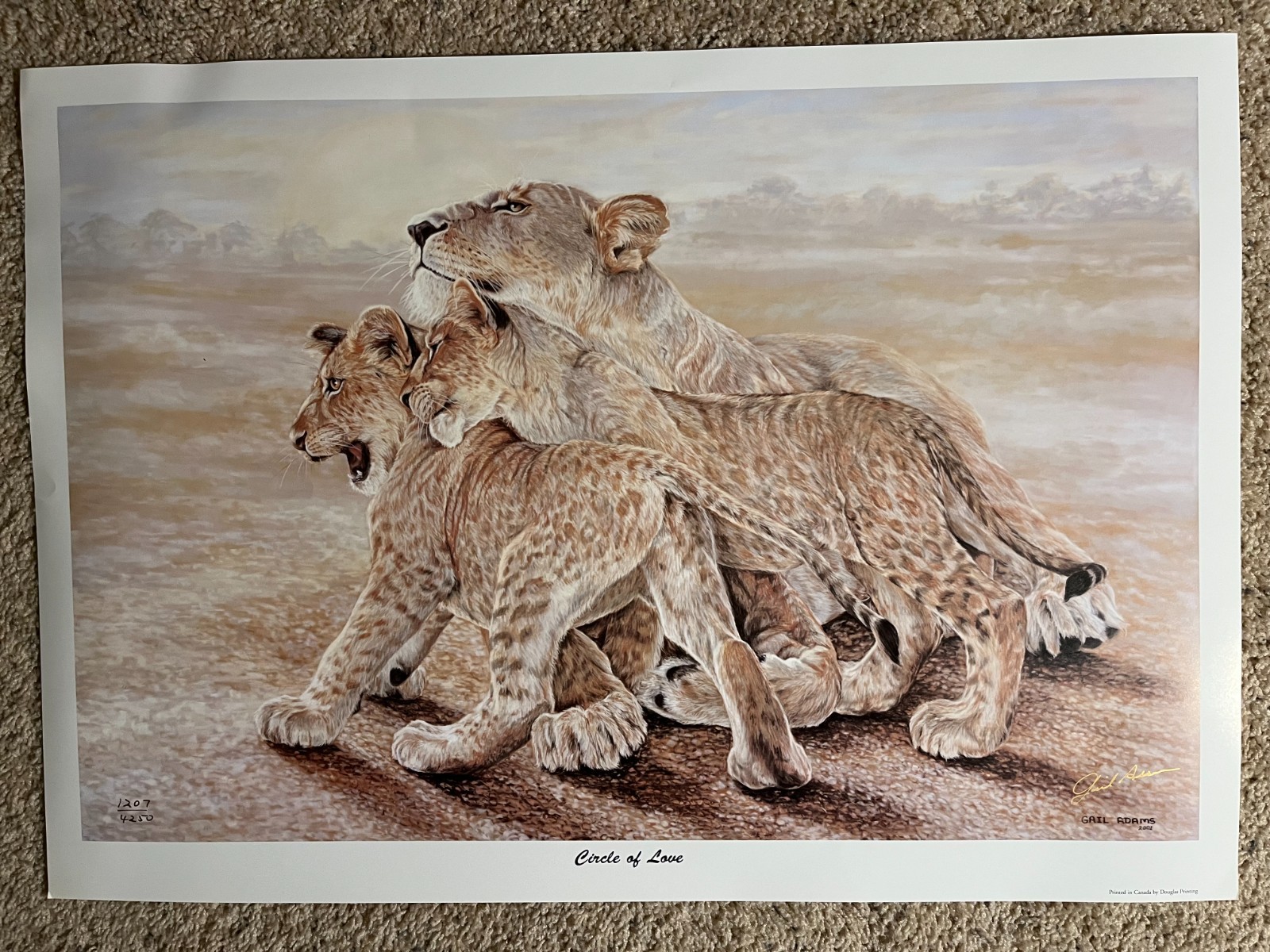 Gail Adams CIRCLE OF LOVE Lions Signed Numbered Limited Edition art Print