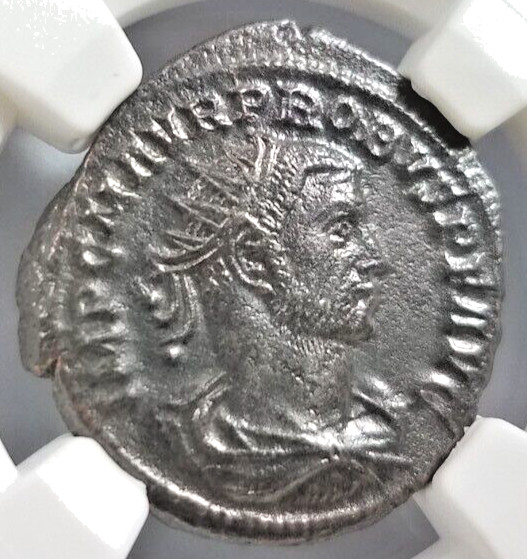 Probus Roman Empire NGC AU Aurelianianus Soldier Spear Branch Sphere Clementiate