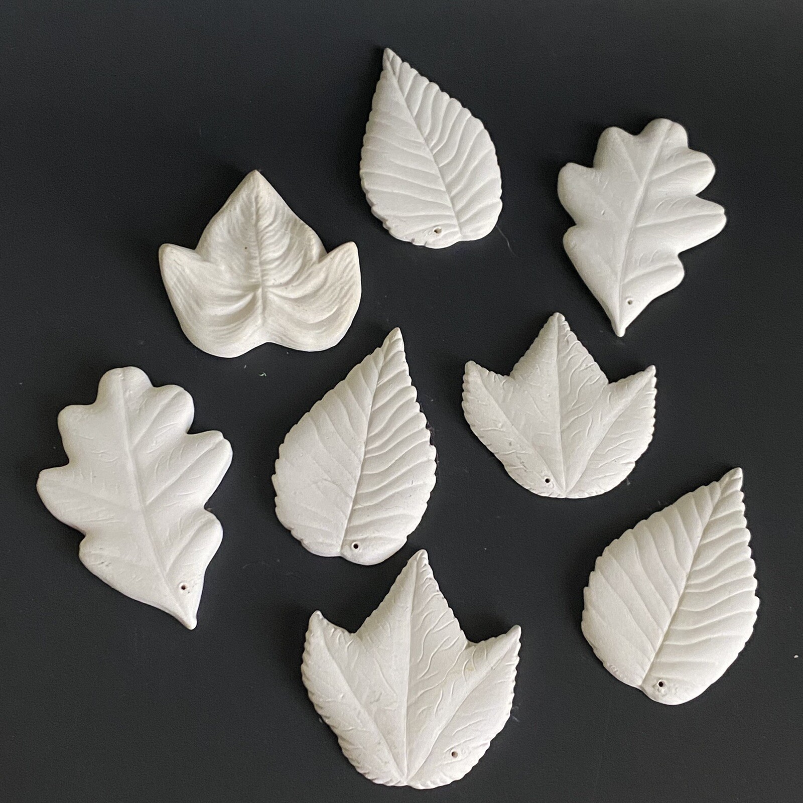 Vintage 8 Ceramic Bisque Assorted Leaves Unfinished Ready To Paint DIY
