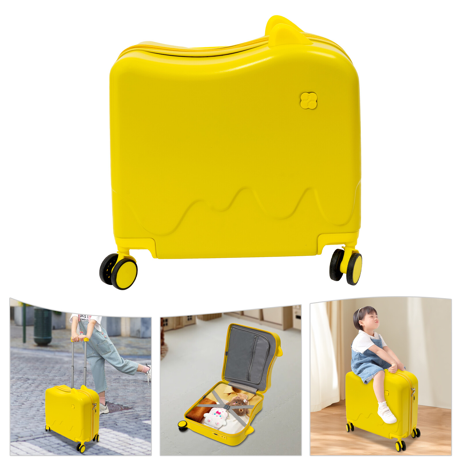 18" Children's Luggage Case Rolling Kids Ride-On Suitcase W/ Lock & Stickers