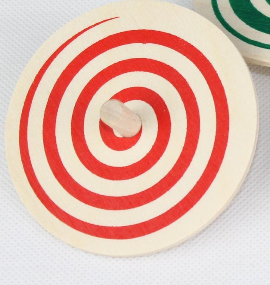 Wooden Toy Spiral Top Red Ø 8cm H 3.4cm NEW Wooden Patience Game
