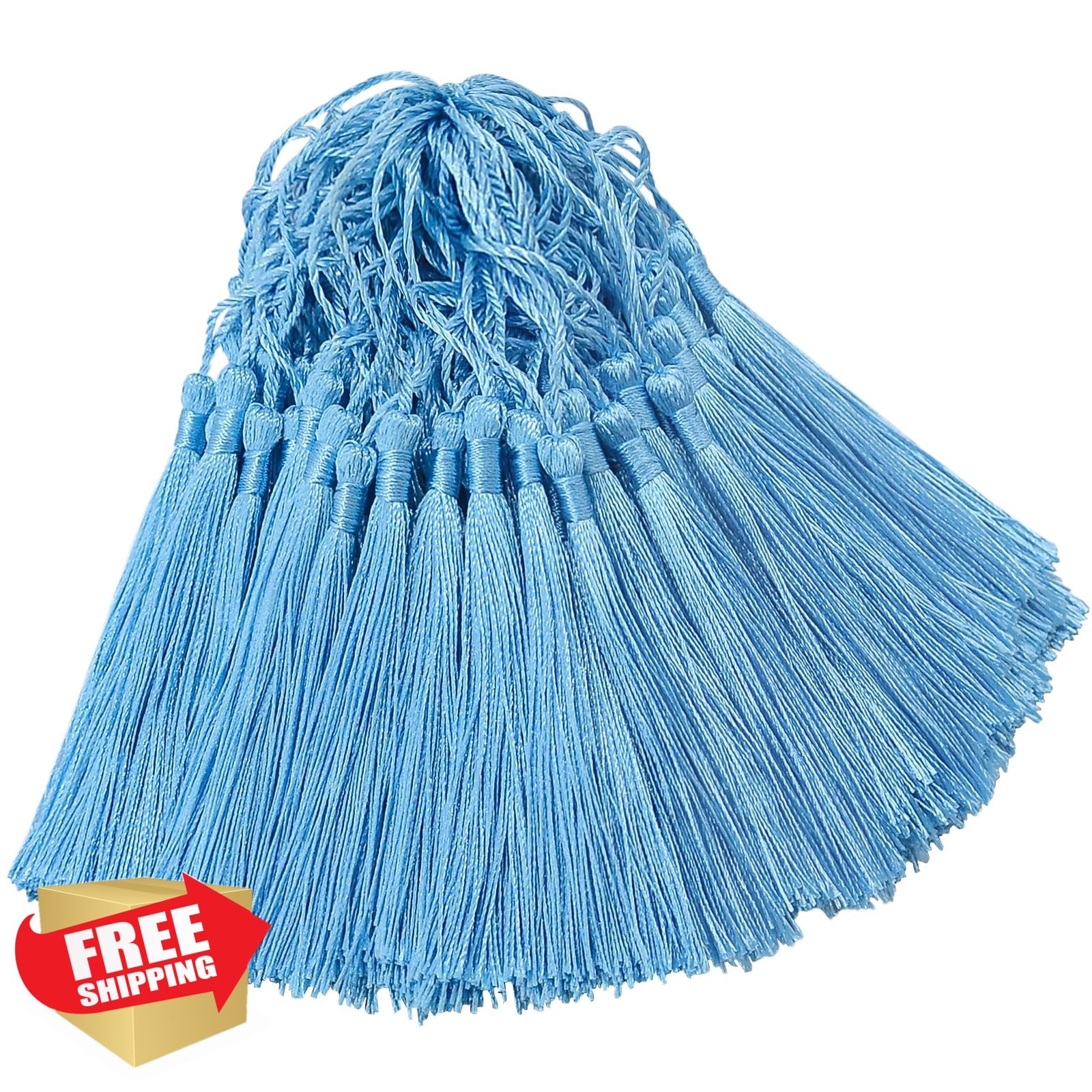 Handmade Graduation Tassel Bookmark, 100 Pcs Sky Blue, 5 Inches