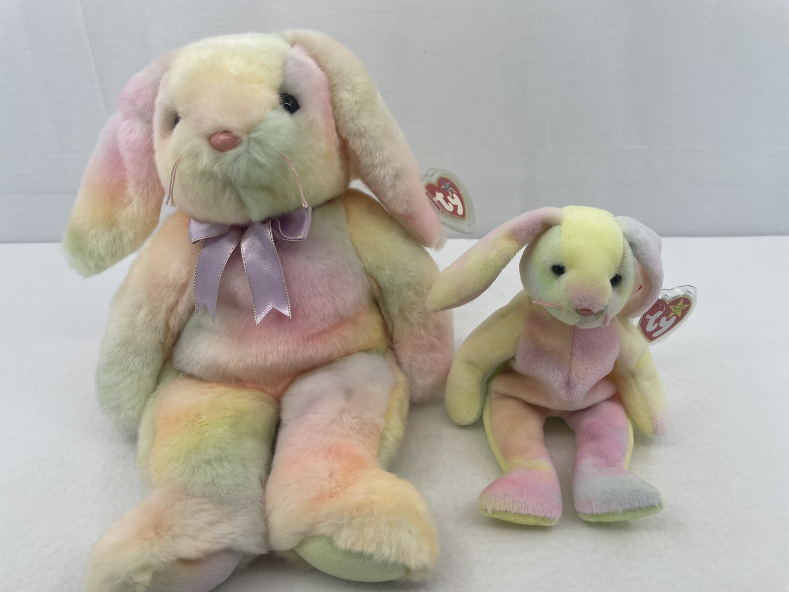 Ty Beanie Babie & Buddy Hippie Set  Bunny Rabbit Easter Plush