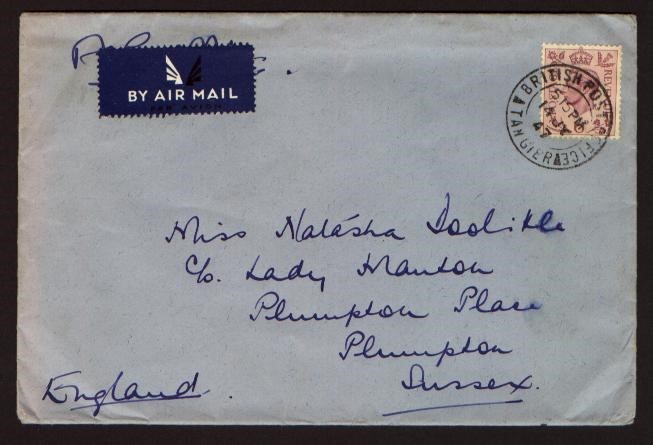 BRITISH POST OFFICE TANGIERS to USA 1947