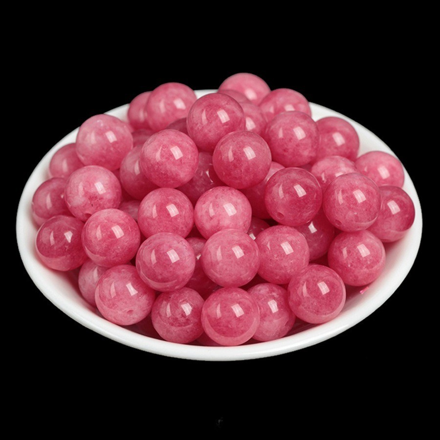 50-200PCS Natural chalcedony jade Rose red patterned round Loose beads