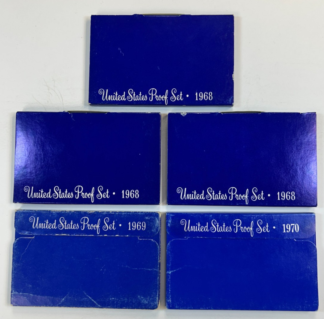 3X -1968S, 1969S & 1970S PROOF SETS WITH 40% HALF DOLLAR (5-PR SETS) Free Ship!