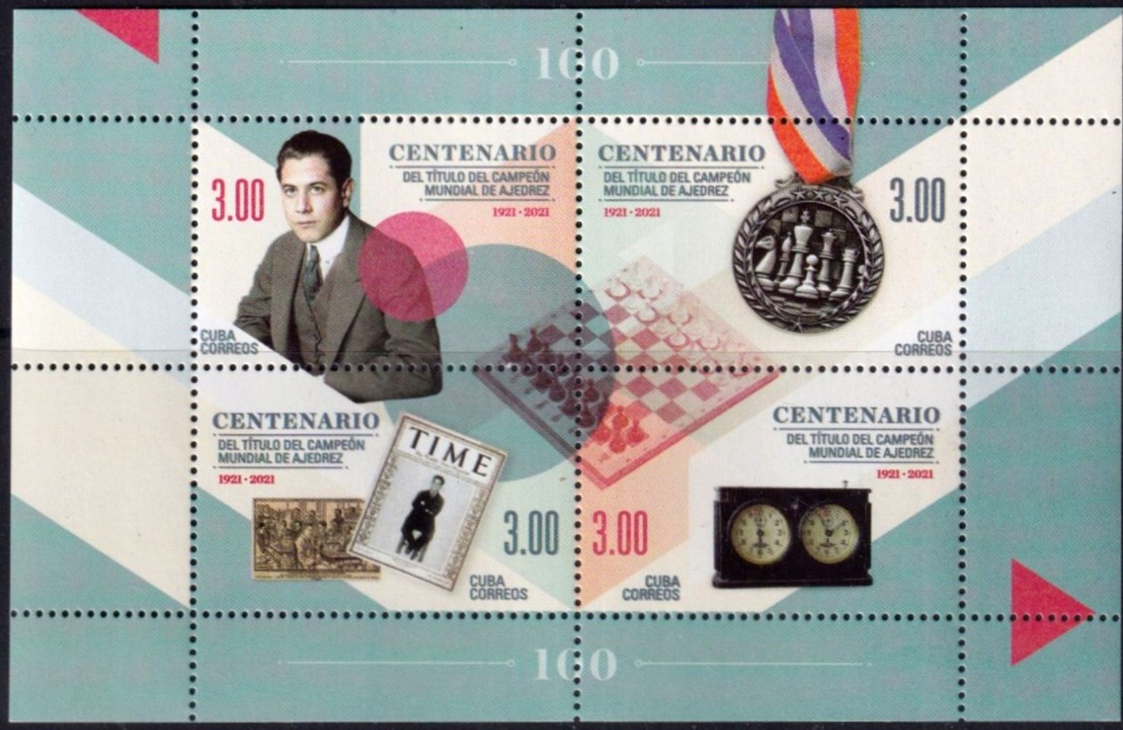 sCUBA Sc# 6371  JOSE RAUL CAPABLANCA World Chess Champion MINI SHEET  2021 MNH