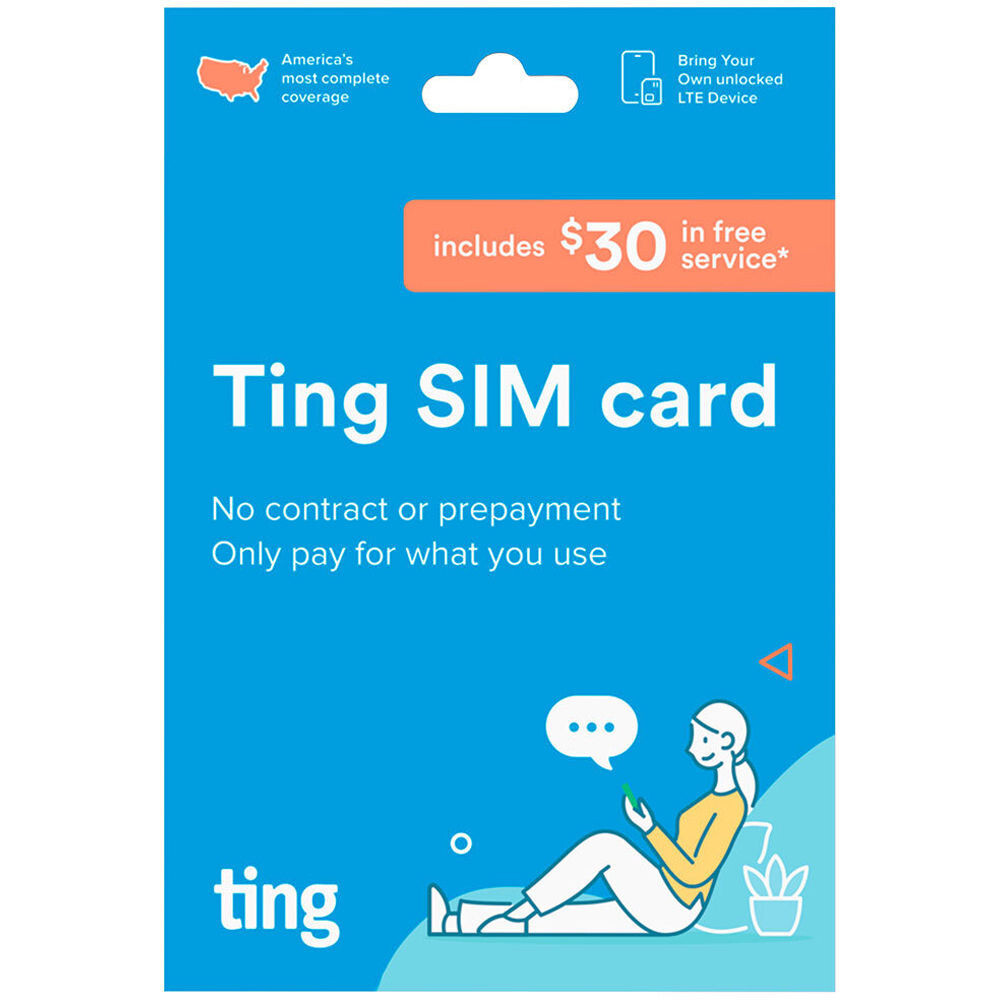 Ting Mobile SIM Card Kit W/$30 Service Credit On 2nd Month Billing