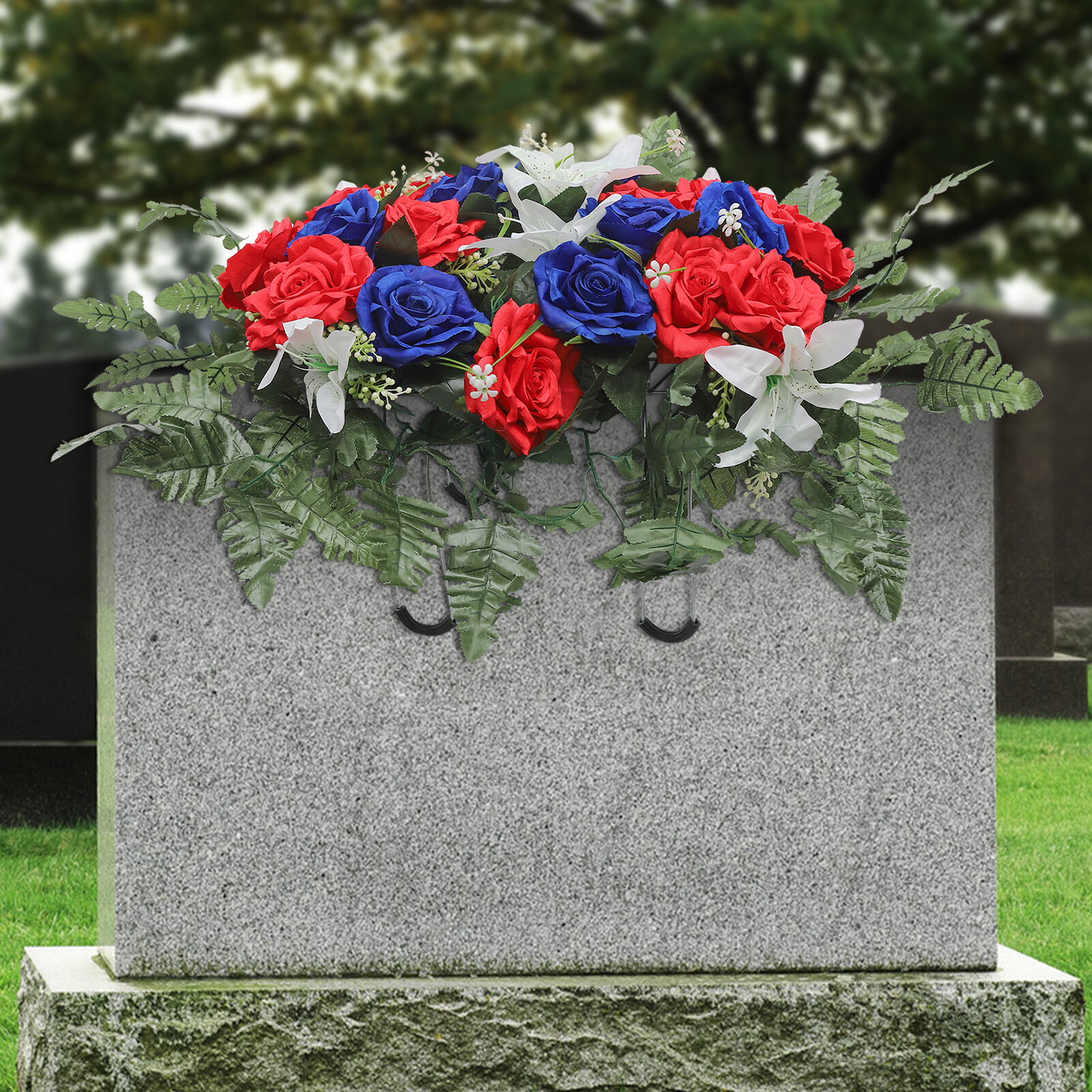 Artificial Flowers for Headstone Outdoor Grave Decorations Cemetery Flowers New