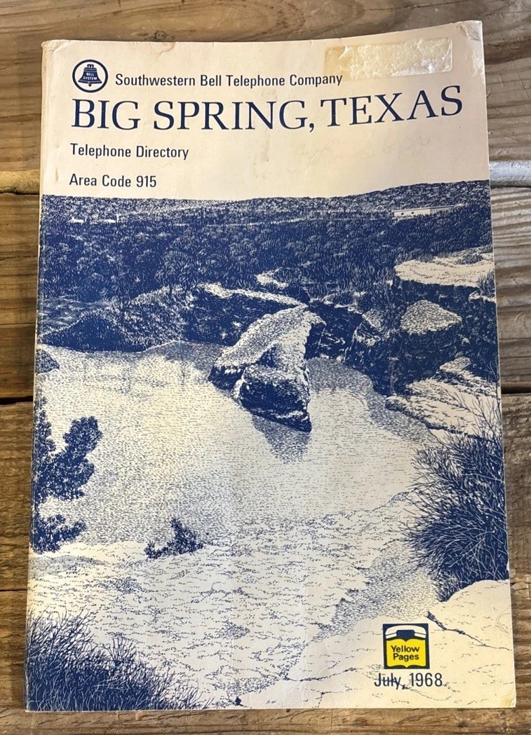 Vtg 1968 Big Spring Texas Telephone Directory/Phone Book