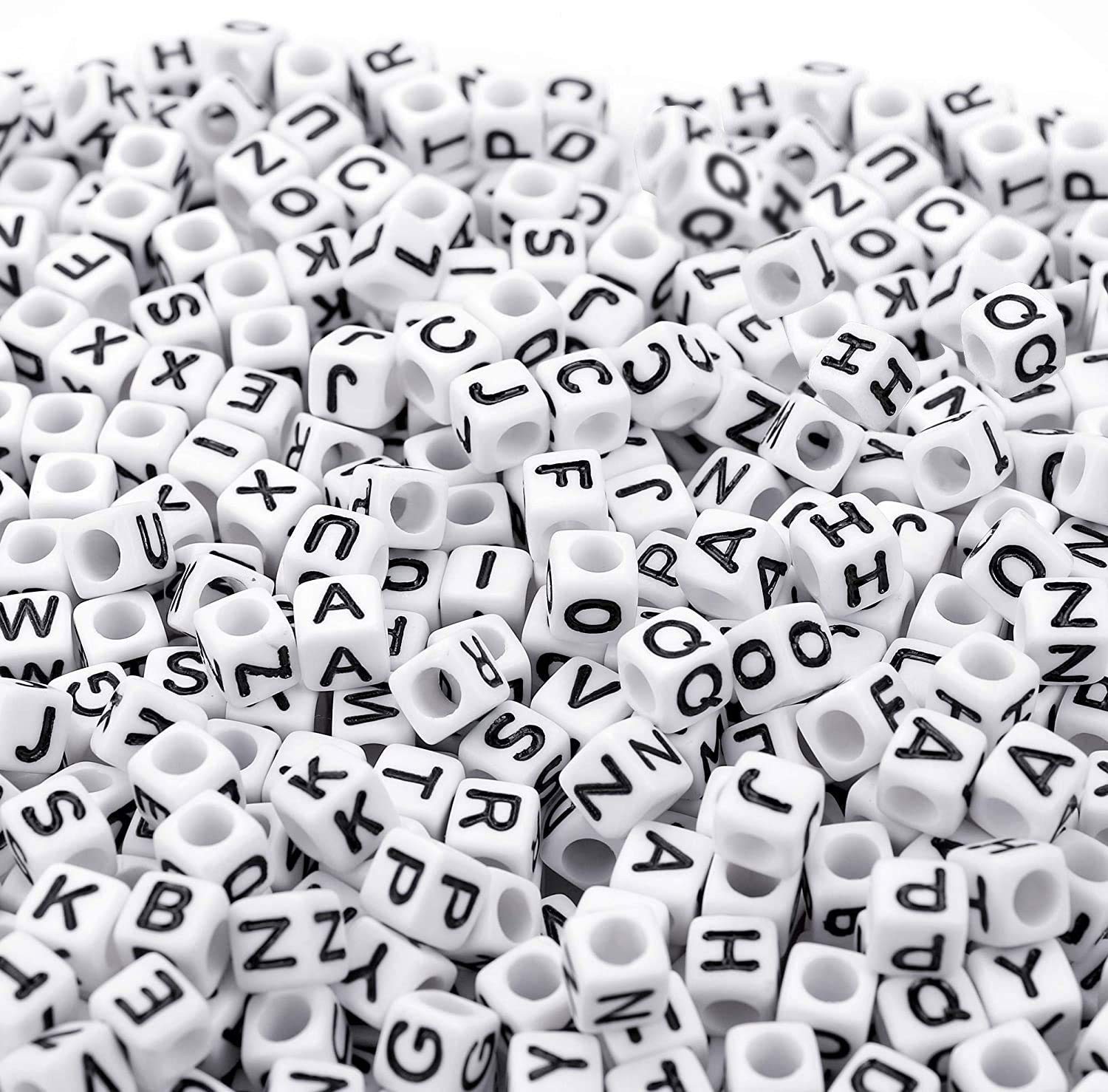 Augshy 700PCS White Letter Beads Alphabet for Making 6 mm x 6 mm, 