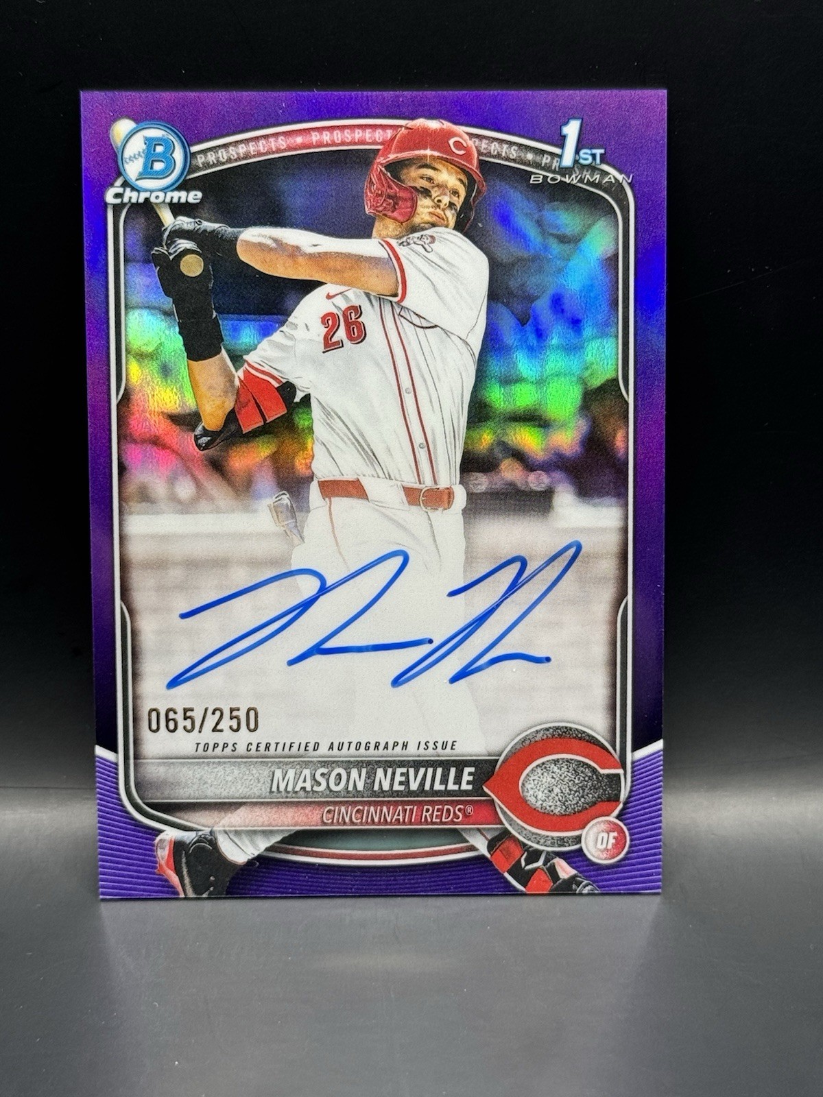 2025 Bowman Draft Purple Refractor Autograph Mason Neville Reds CPA-MN /250