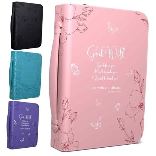  Bible Cover Case for Women - Leather Bible Cases for Girls - Large Pink