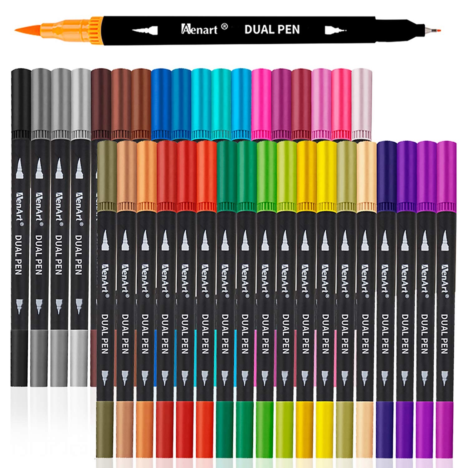 Dual Markers Brush Pens Stocking Stuffers, 36 Count (Pack of 1), ‎36 Colors 