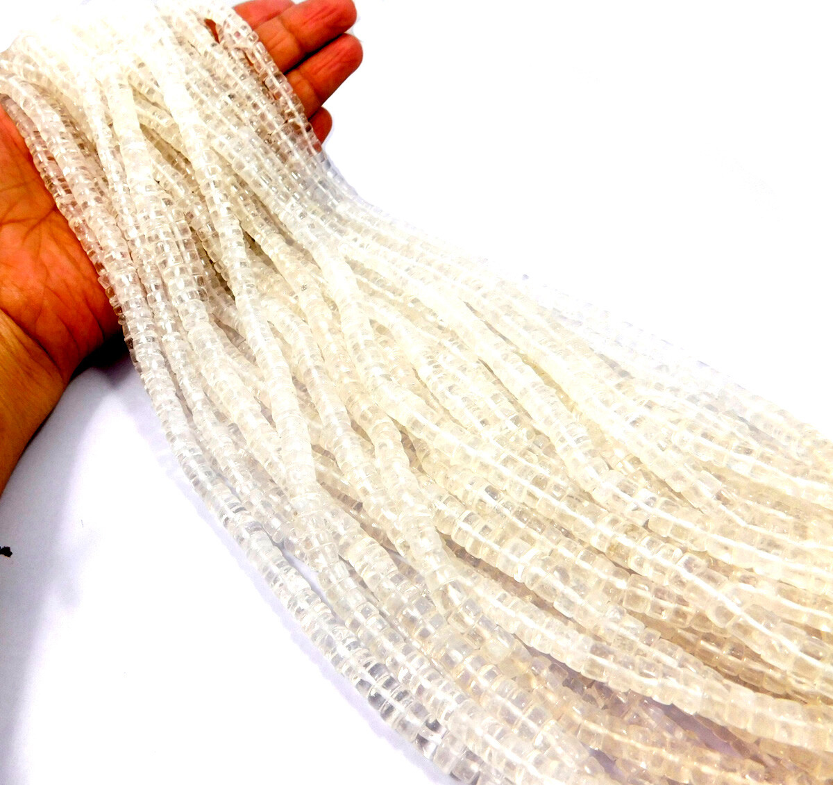 Crystal Quartz Wheel Beads 13 Inch Strand Natural Gemstone Jewelry Wholesale Lot