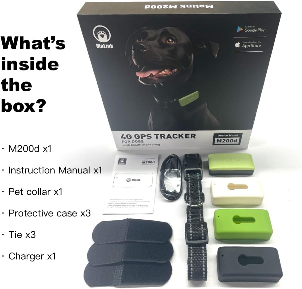 MoLink 4G Pet GPS Dog Tracker Collar, Wireless, Waterproof, Unlimited Range